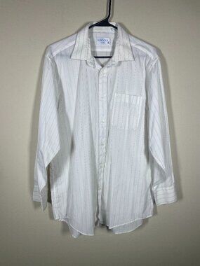 Montagut Men's Chemise LS Stripe White Semi-Sheer Button-Up Shirt 16.5/32